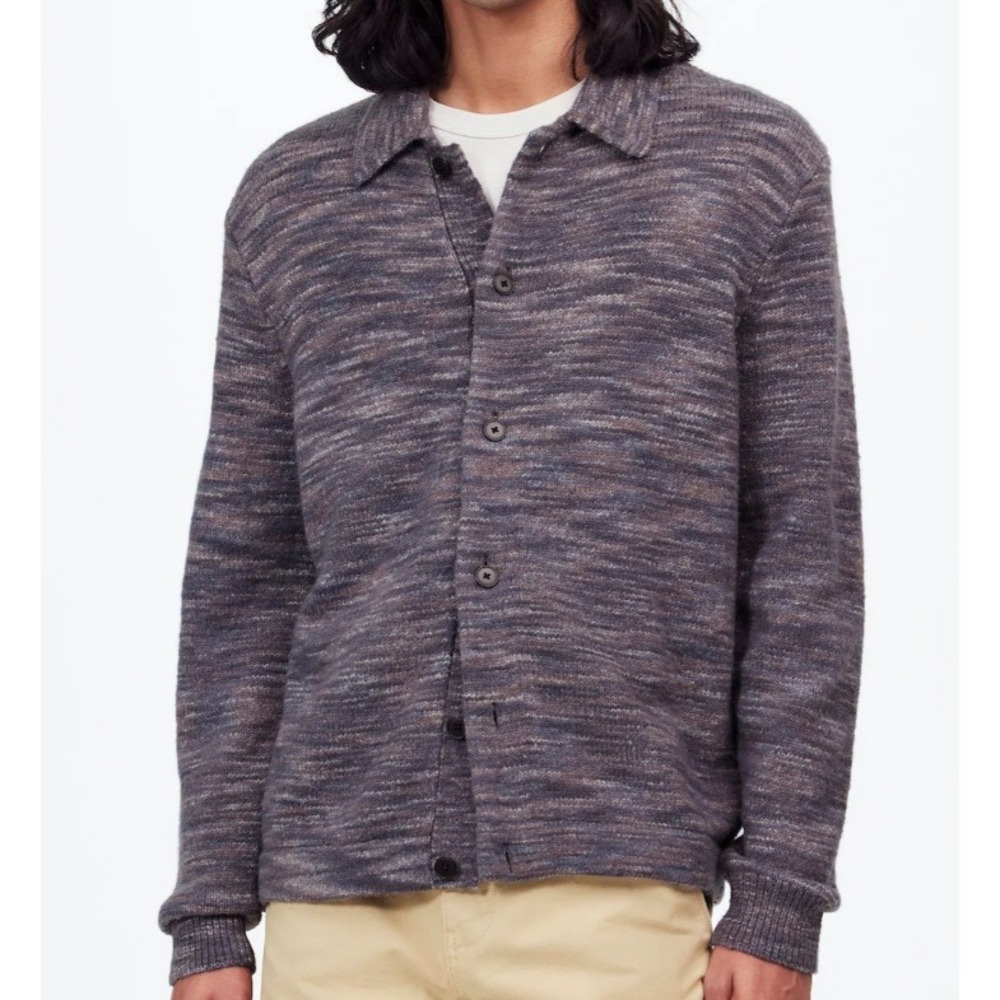 MADEWELL Space-Dyed Sweater Shirt in Italian Fabric Small Grey NEW NT042